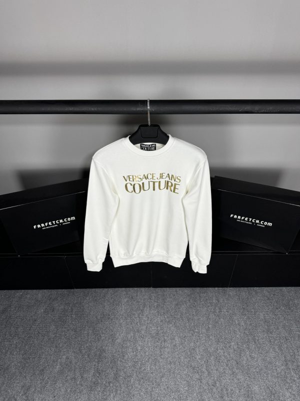 Versace Gold Logo Sweatshirt | Beyaz - Image 3