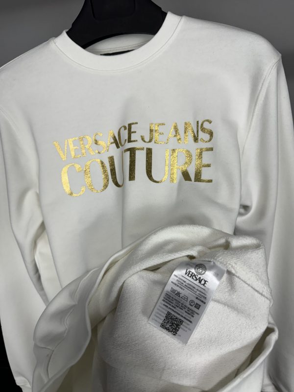 Versace Gold Logo Sweatshirt | Beyaz - Image 5