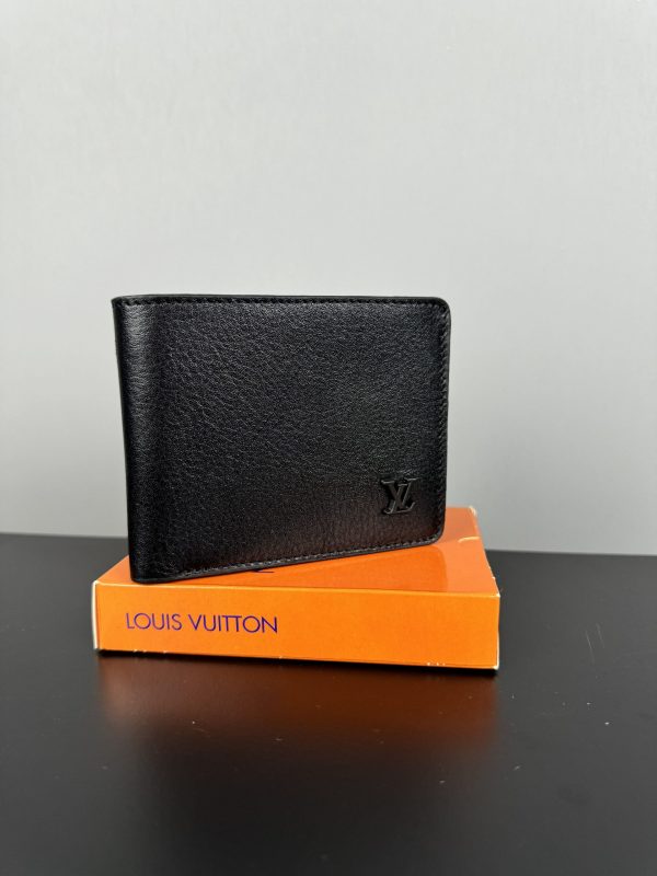 Louis Vuitton Metal Logo Deri Cüzdan | Siyah - Image 2