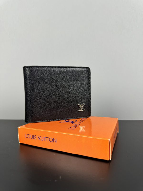 Louis Vuitton Metal Logo Deri Cüzdan | Siyah - Image 3