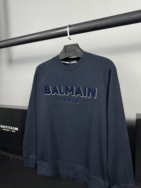 Balmain Kadife Logo Sweatshirt | Lacivert - Image 2