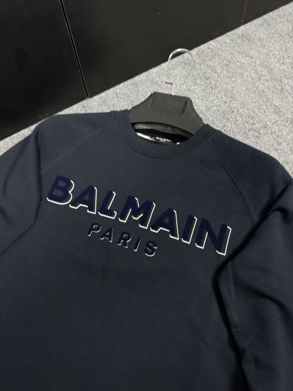 Balmain Kadife Logo Sweatshirt | Lacivert - Image 5