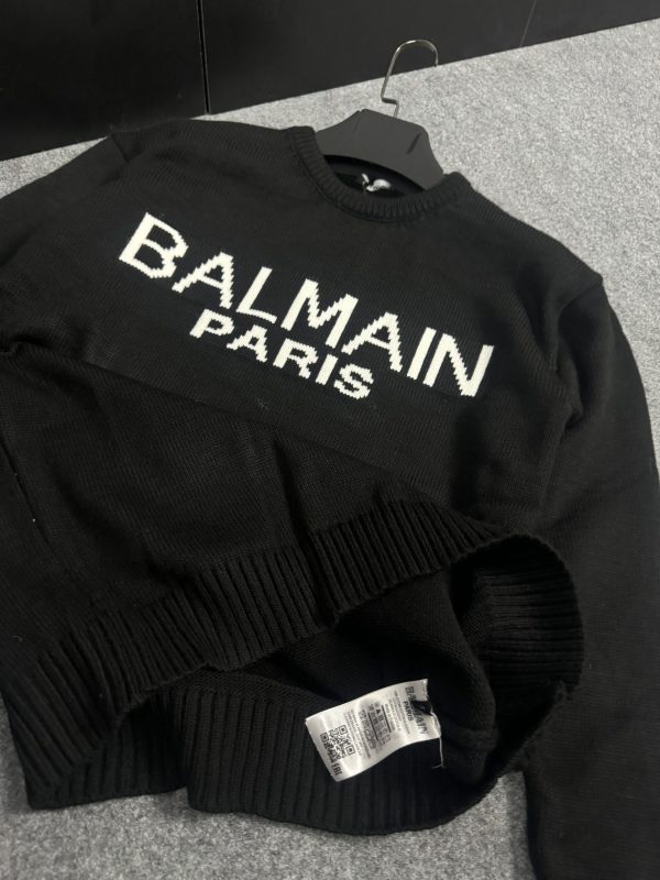 Balmain Nakış Logo Örme Kazak | Siyah - Image 5