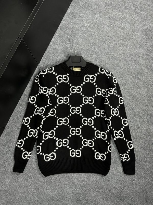 Gucci Monogram Logo Örme Kazak | Siyah - Image 7