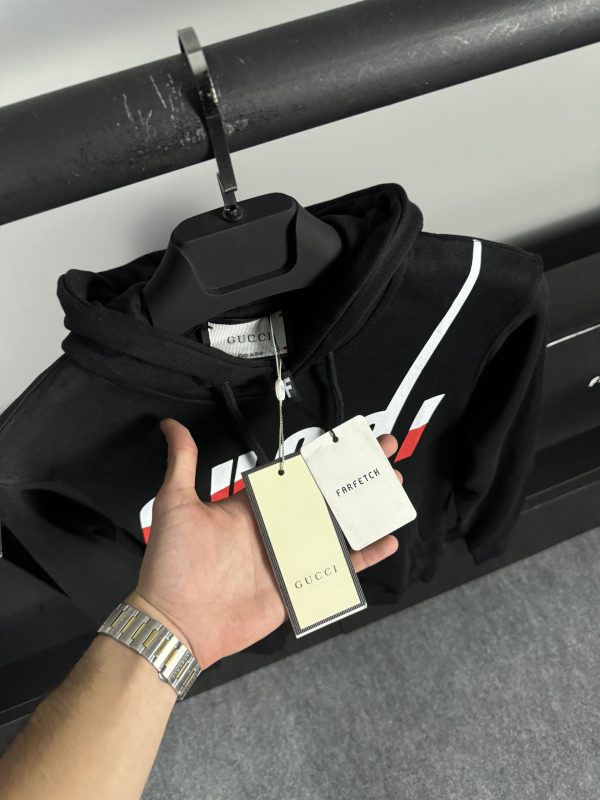 Gucci Logo Hoodie | Siyah - Image 3