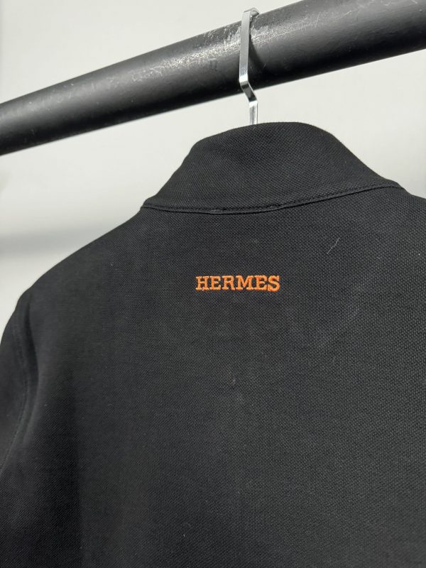 Hermes Nakış Logo Yarım Fermuar | Siyah - Image 6