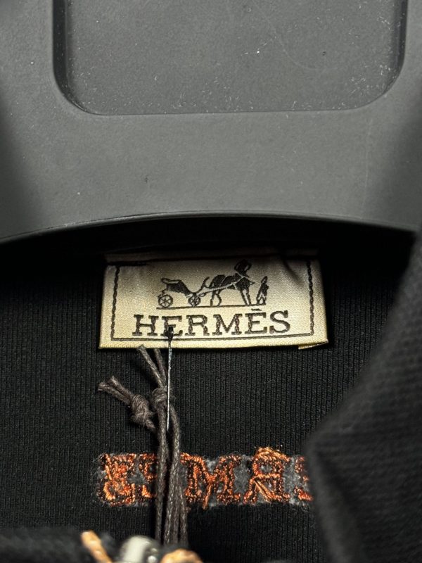 Hermes Nakış Logo Yarım Fermuar | Siyah - Image 5