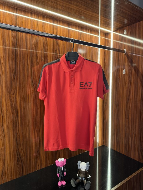 Emporio Armani Şeritli Polo Yaka | Kırmızı