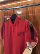 Emporio Armani Şeritli Polo Yaka | Kırmızı