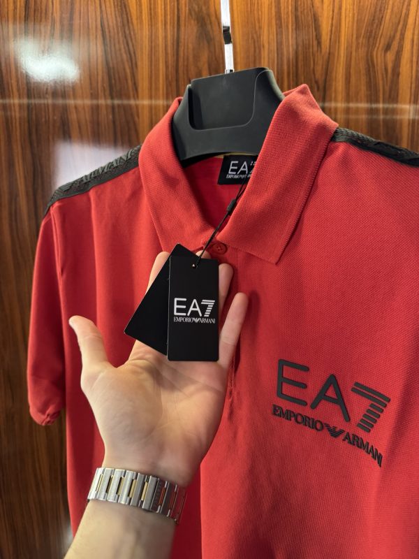 Emporio Armani Şeritli Polo Yaka | Kırmızı - Görsel 4