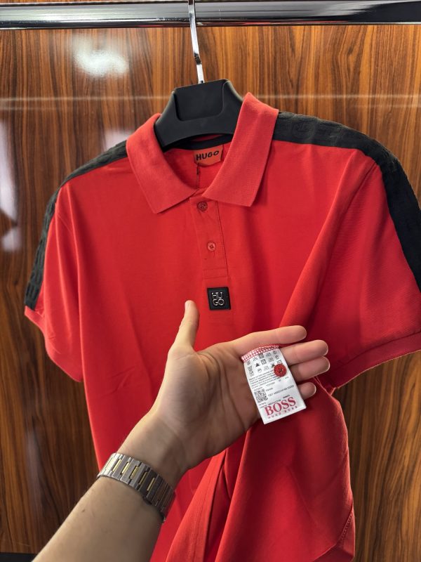 Hugo Boss Omuz Şeritli Polo Yaka | Kırmızı - Görsel 4