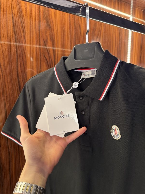 Moncler Şeritli Polo Yaka | Siyah - Görsel 3
