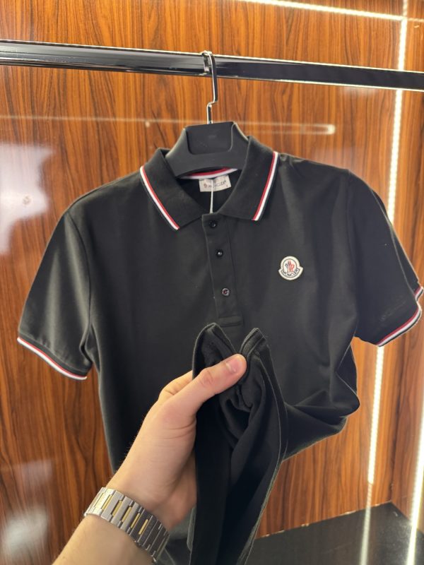 Moncler Şeritli Polo Yaka | Siyah - Görsel 5