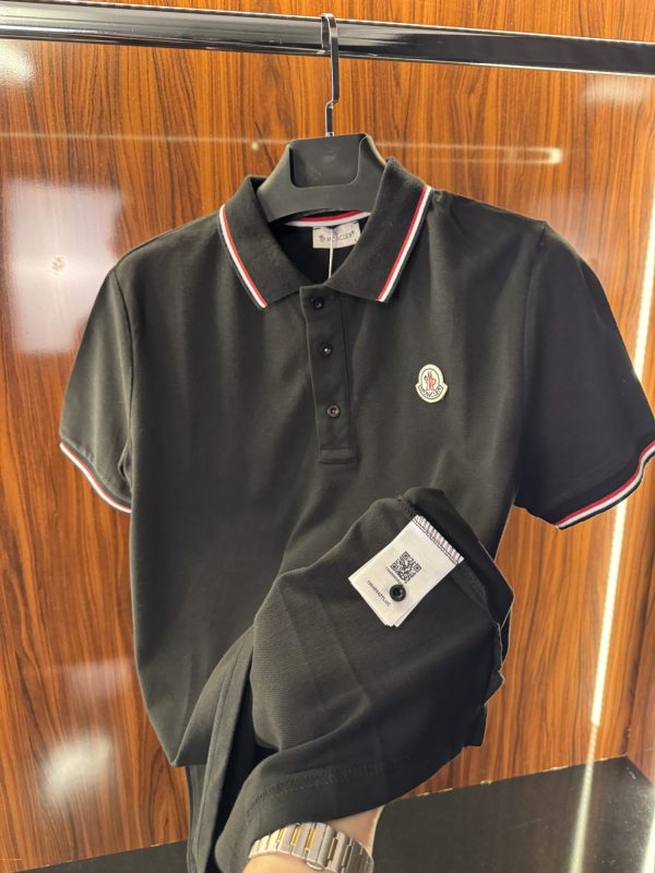 Moncler Şeritli Polo Yaka | Siyah - Görsel 4