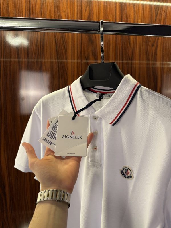Moncler Şeritli Polo Yaka | Beyaz - Görsel 3