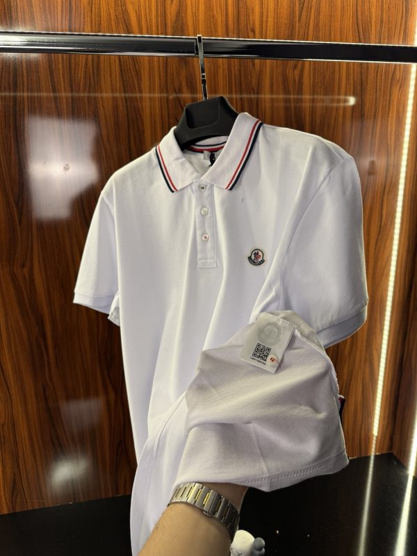 Moncler Şeritli Polo Yaka | Beyaz - Görsel 4