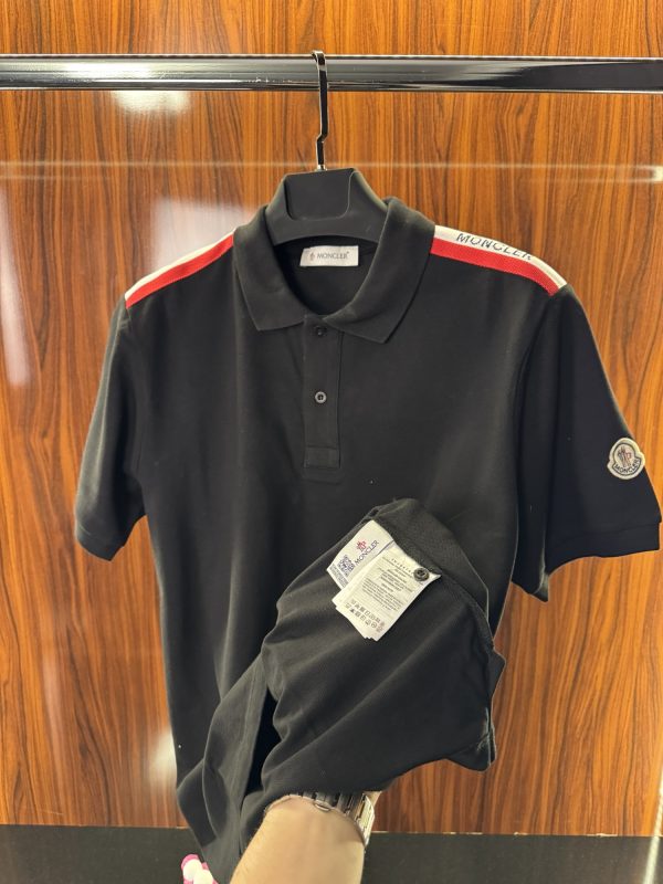 Moncler Omuz Şeritli Polo Yaka | Siyah - Görsel 4
