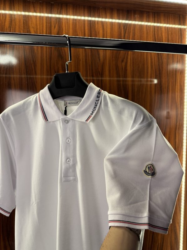 Moncler Şeritli Polo Yaka | Beyaz - Görsel 2