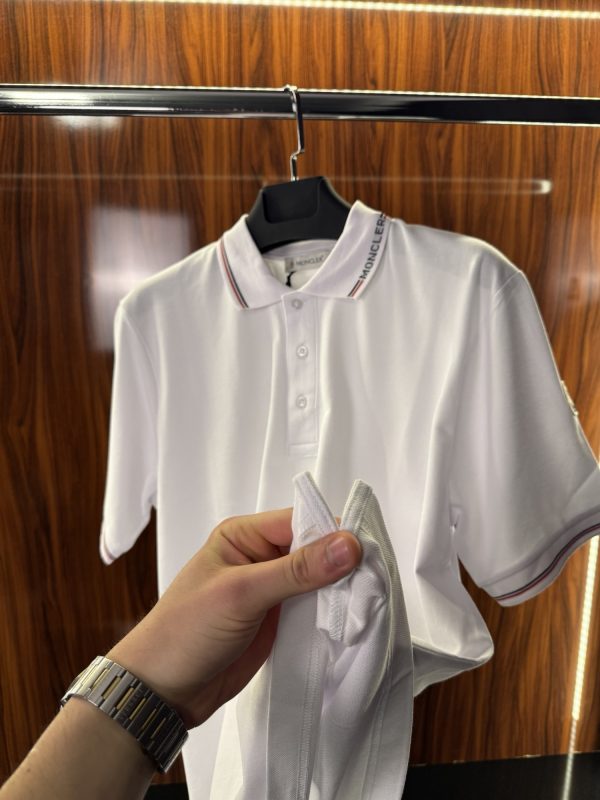 Moncler Şeritli Polo Yaka | Beyaz - Görsel 4