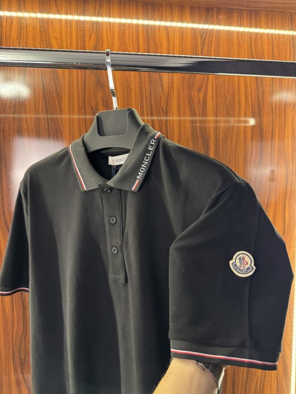 Moncler Şeritli Polo Yaka | Siyah - Görsel 2