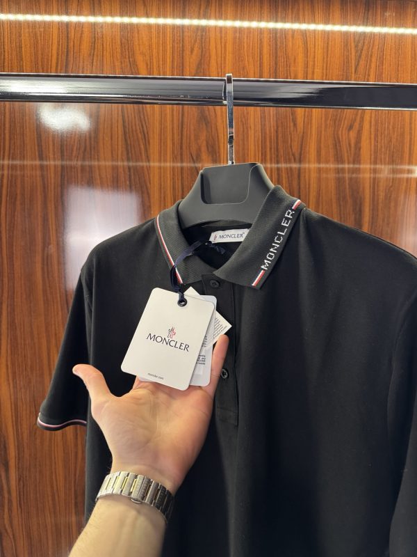 Moncler Şeritli Polo Yaka | Siyah - Görsel 3