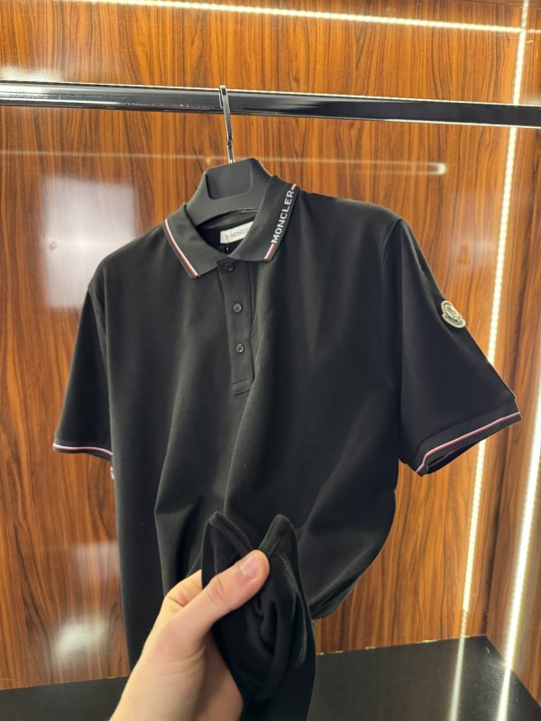 Moncler Şeritli Polo Yaka | Siyah - Görsel 4