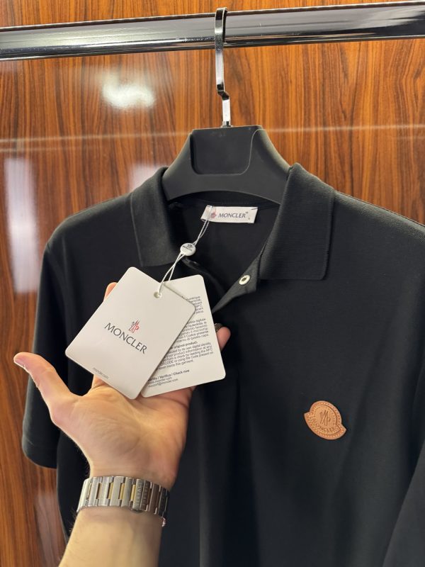 Moncler Deri Logo Polo Yaka | Siyah - Görsel 3