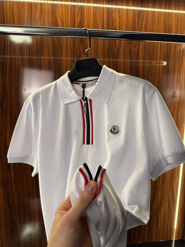 Moncler Fermuar Detay Polo Yaka | Beyaz - Görsel 4