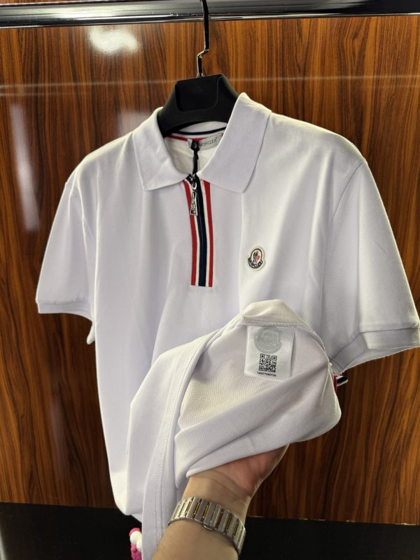 Moncler Fermuar Detay Polo Yaka | Beyaz - Görsel 5