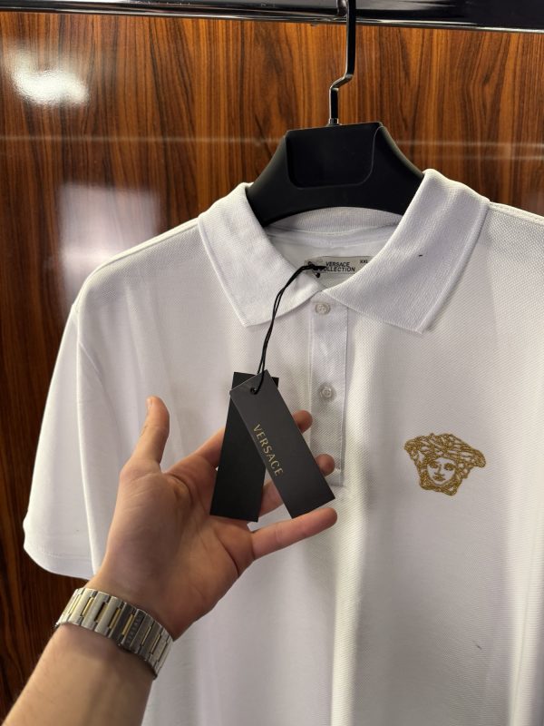 Versace Nakış Logo Polo Yaka | Beyaz - Görsel 3