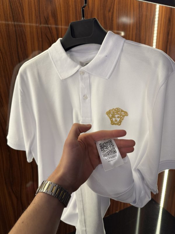 Versace Nakış Logo Polo Yaka | Beyaz - Görsel 4