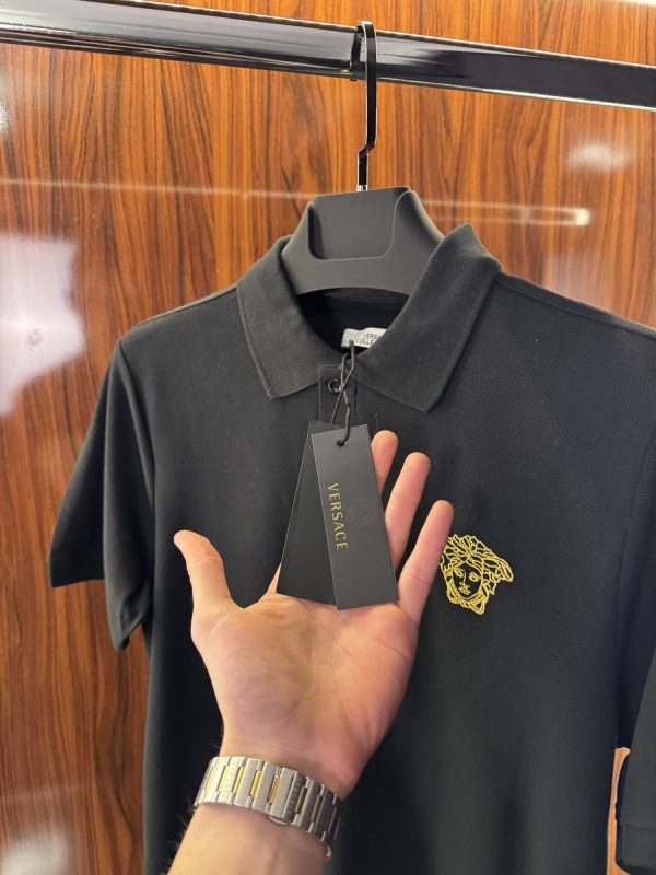 Versace Nakış Logo Polo Yaka | Siyah - Görsel 3