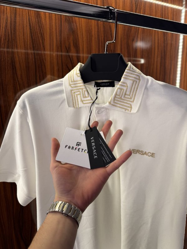 Versace Nakış Logo Yaka Detay Polo Yaka | Beyaz - Görsel 4