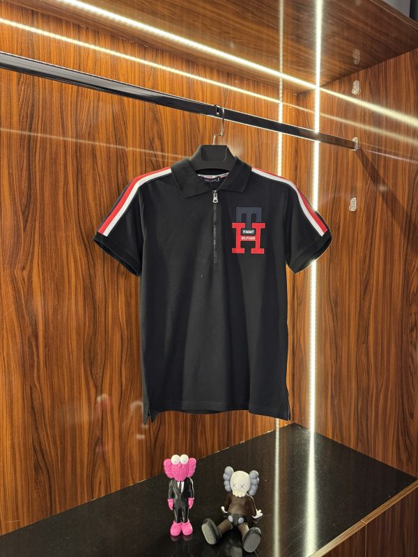 Tommy Hilfigher Fermuarlı Polo Yaka | Siyah