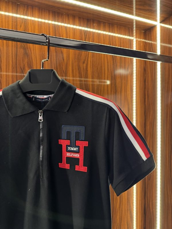 Tommy Hilfigher Fermuarlı Polo Yaka | Siyah - Görsel 2
