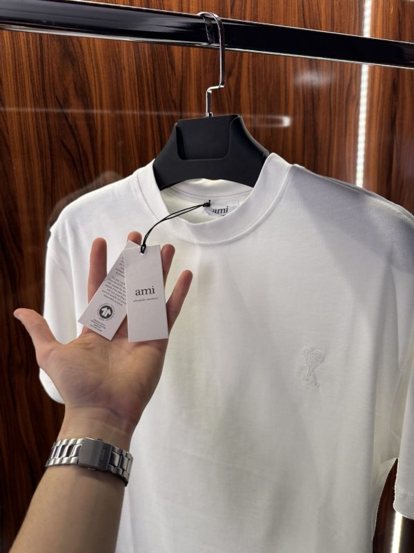 Ami Nakış Logo T-Shirt | Beyaz - Görsel 3