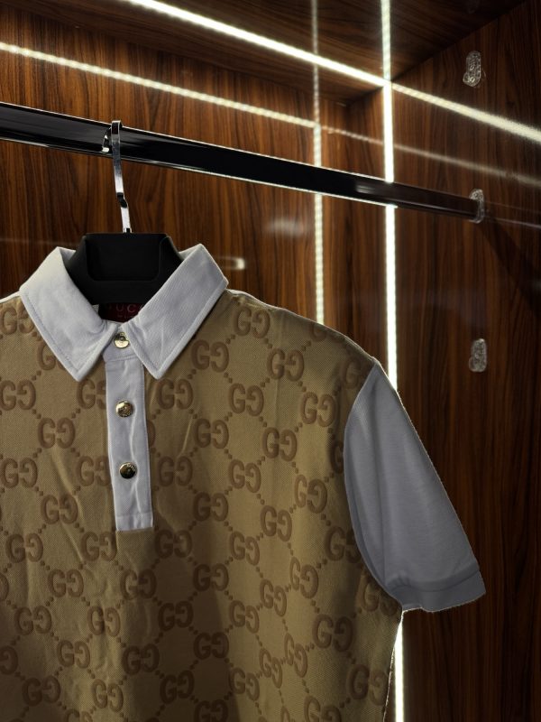Gucci Kabartma Logo Polo Yaka | Beyaz/Kahve - Görsel 2