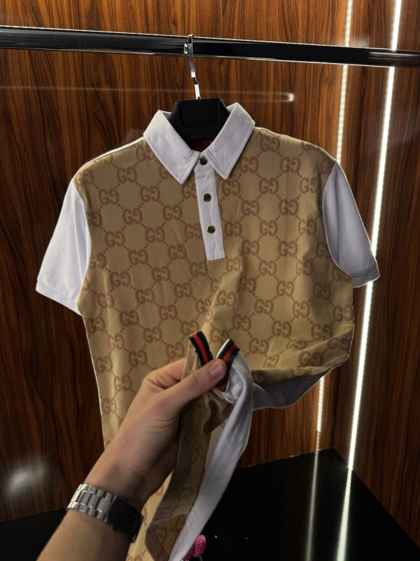 Gucci Kabartma Logo Polo Yaka | Beyaz/Kahve - Görsel 4