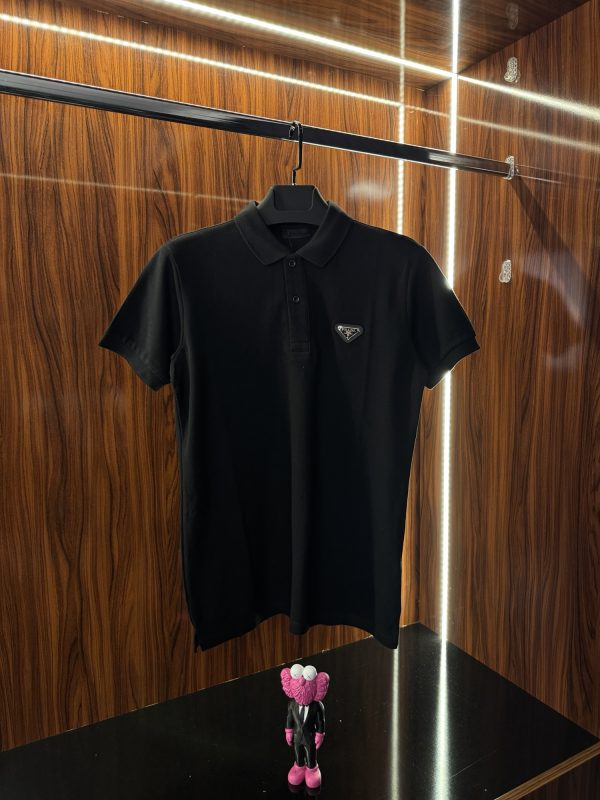 Prada Metal Logo Polo Yaka | Siyah