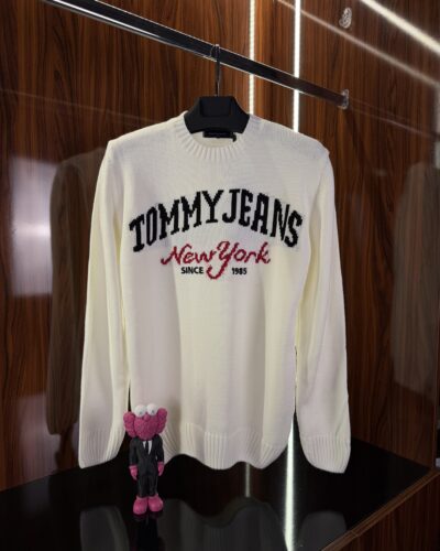 Tommy Hilfigher Nakış Logo Kazak | Beyaz