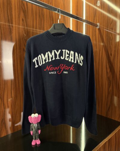 Tommy Hilfigher Nakış Logo Kazak | Lacivert