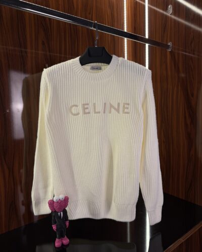 Celine Nakış Logo Kazak | Beyaz