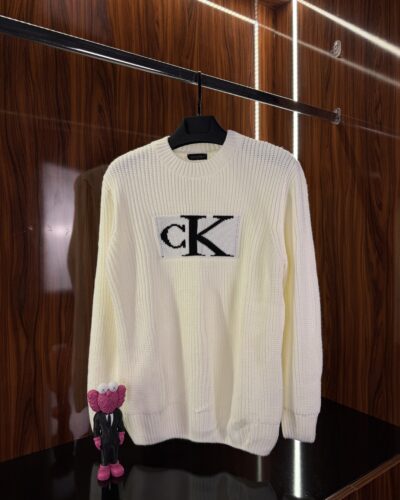 Calvin Klein Nakış Logo Kazak | Beyaz