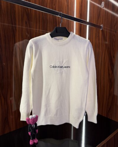 Calvin Klein Süzene Logo Kazak | Beyaz