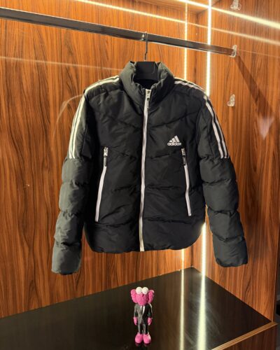 Adidas 3 Çizgi Puffer Mont | Siyah