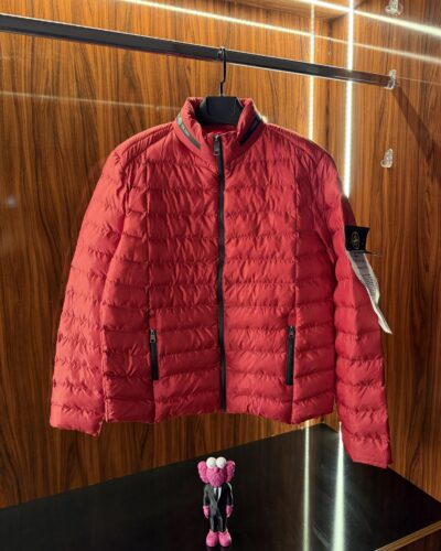 Stone İsland Nakış Logo Puffer Mont | Kırmızı